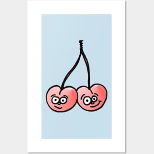 Happy, Connected Twin Cherries Posters and Art